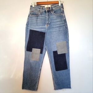 Hollister Womens Curvy Ultra High Rise Vintage Straight Patchwork Jeans‎ Size 27